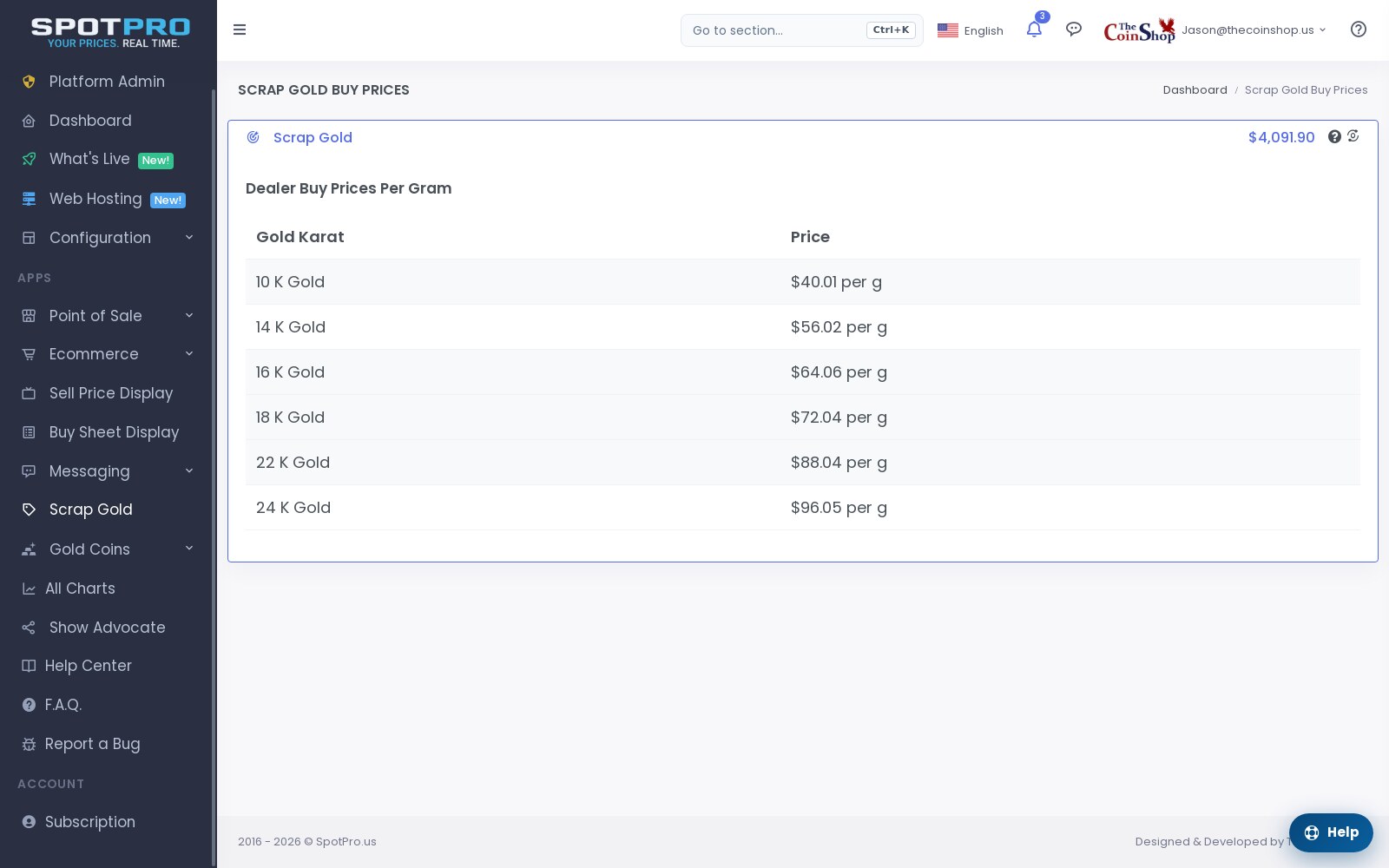 Scrap gold fullscreen pay table