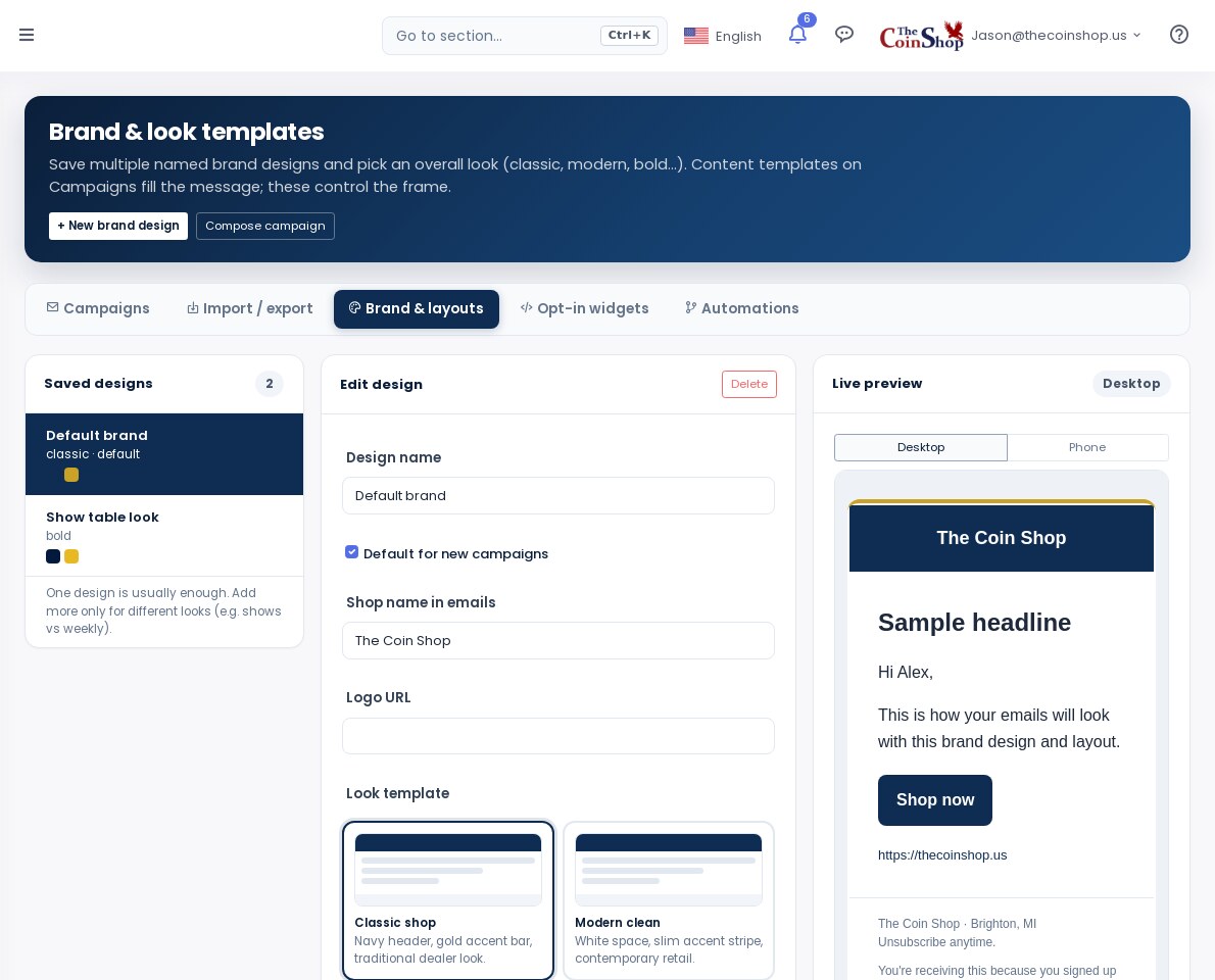 Email brand designs