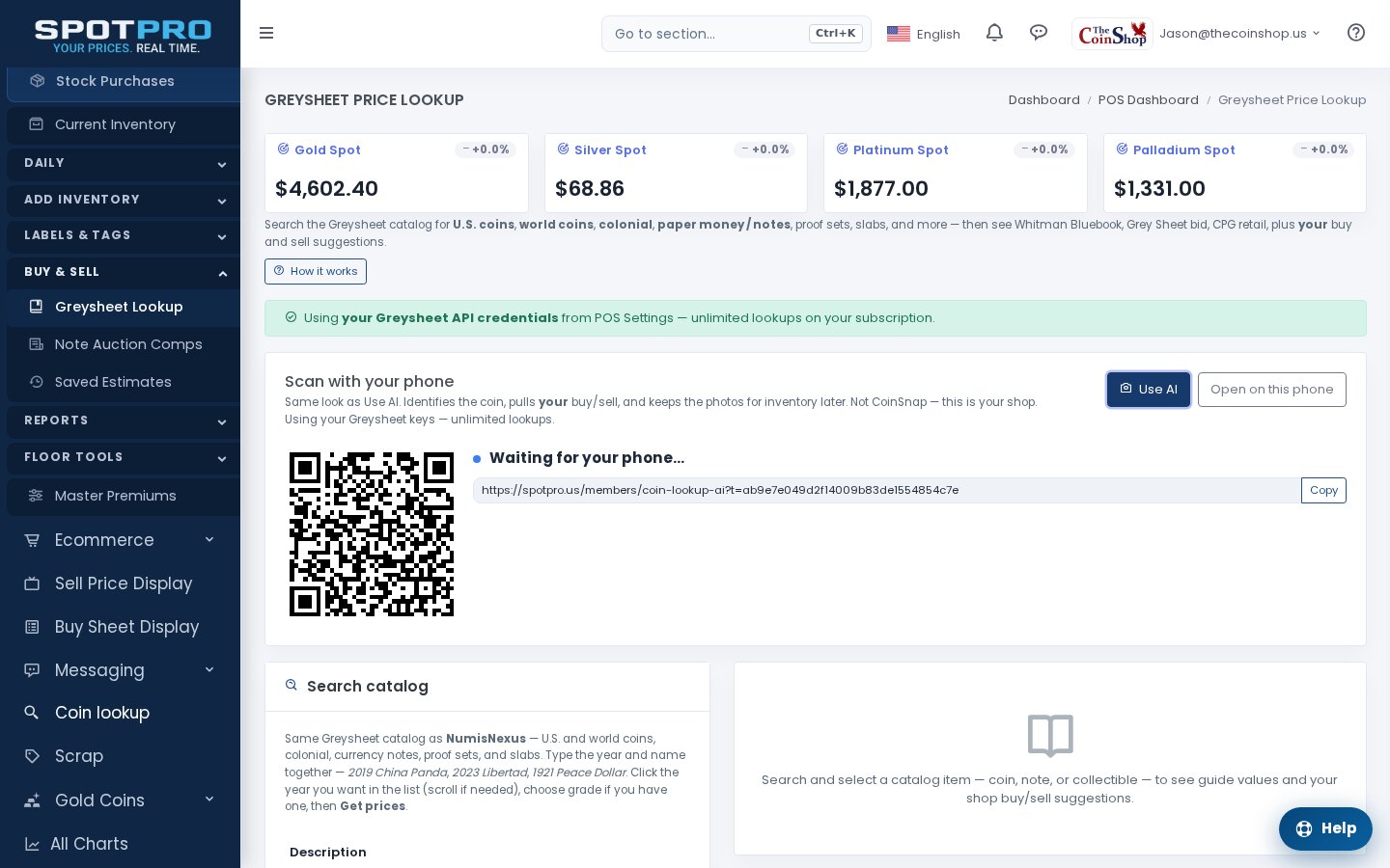 Coin lookup Use AI on the desktop