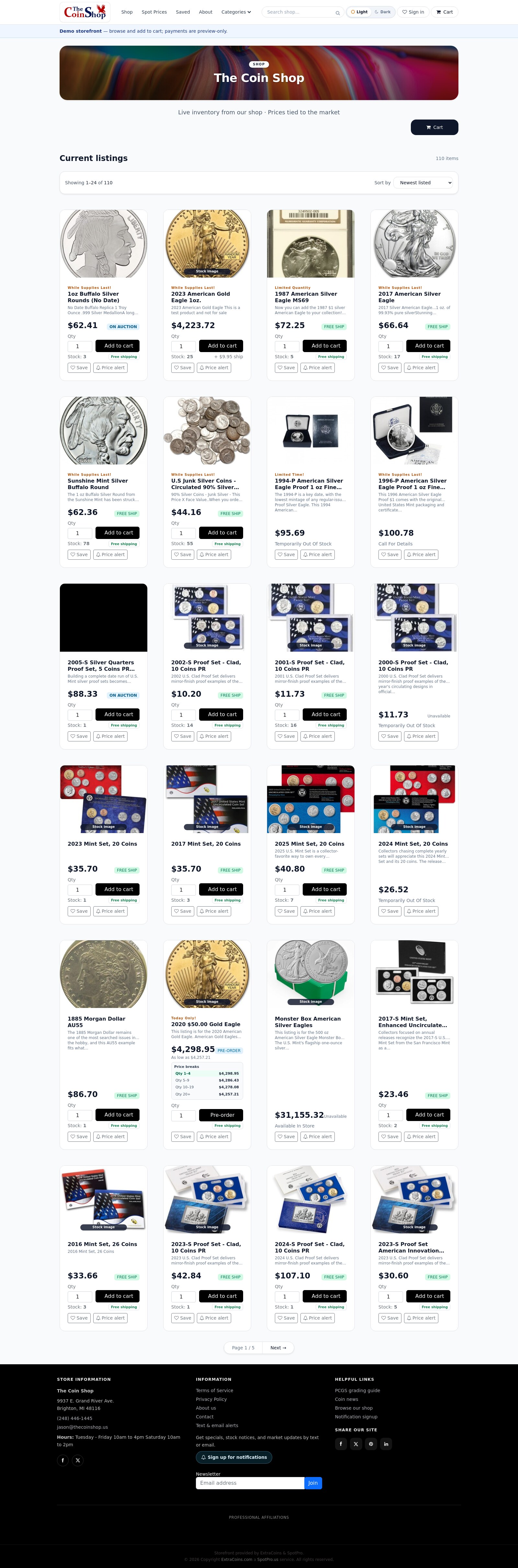 Online coin shop