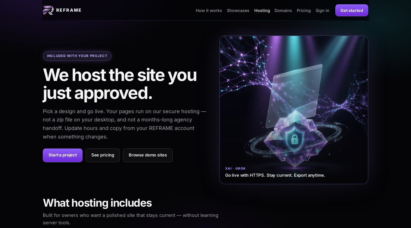 REFRAME vs Dealer Site vs CoinWebHosting