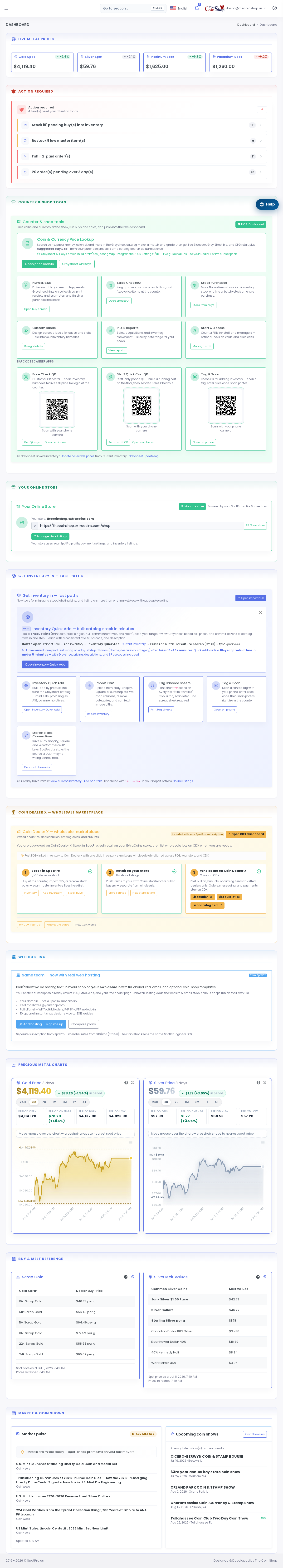 After login you land on the home dashboard (spotpro.us/members/index) — pick one or two tools, not everything.
