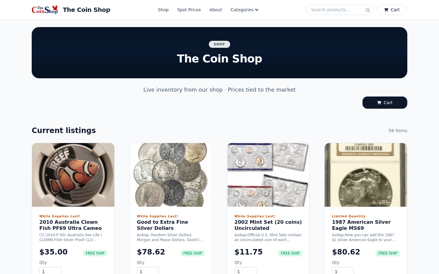 ExtraCoins dealer storefront