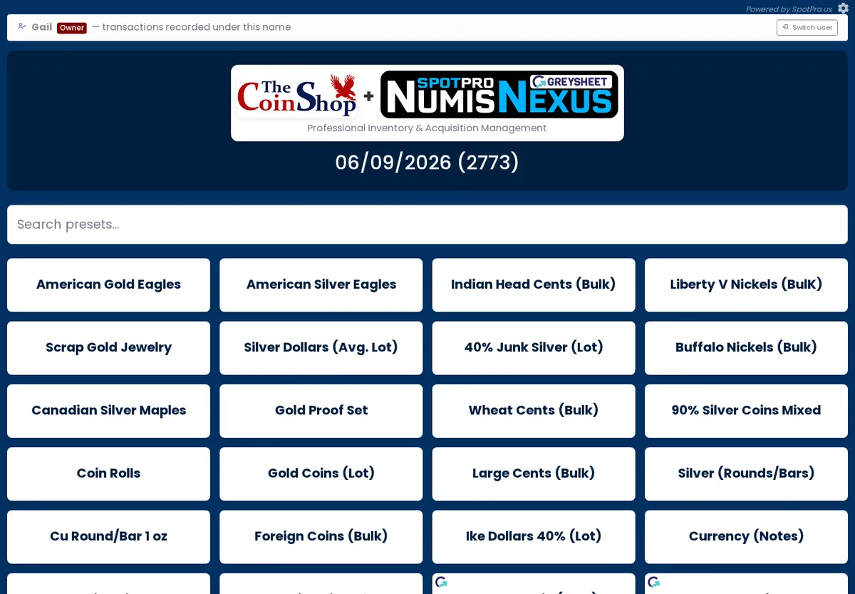 NumisNexus purchase desk