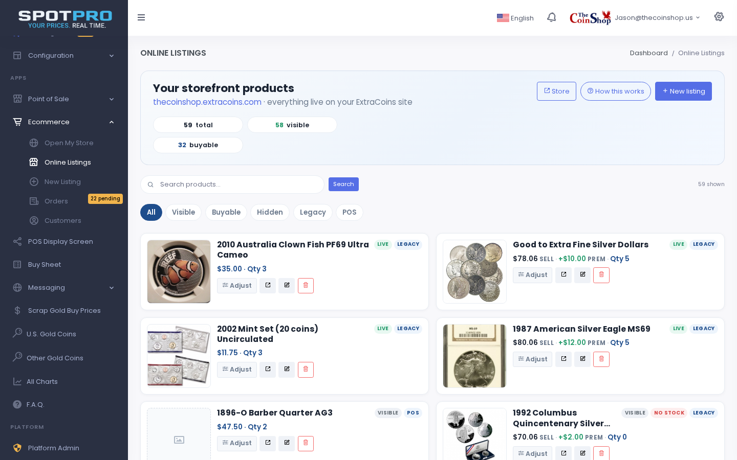 Store listings manager