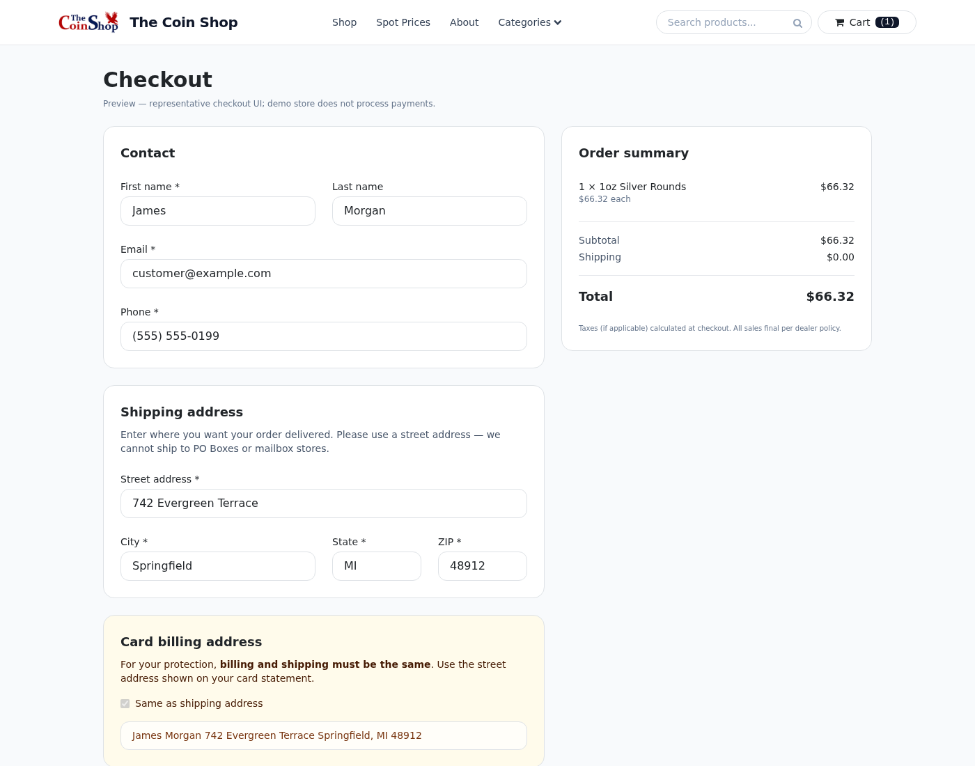 Embedded card fields on your branded checkout.