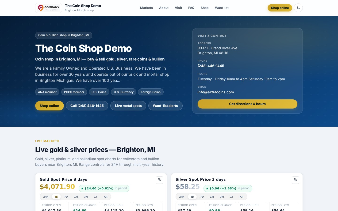 Free Dealer Site — one page from Company Profile.