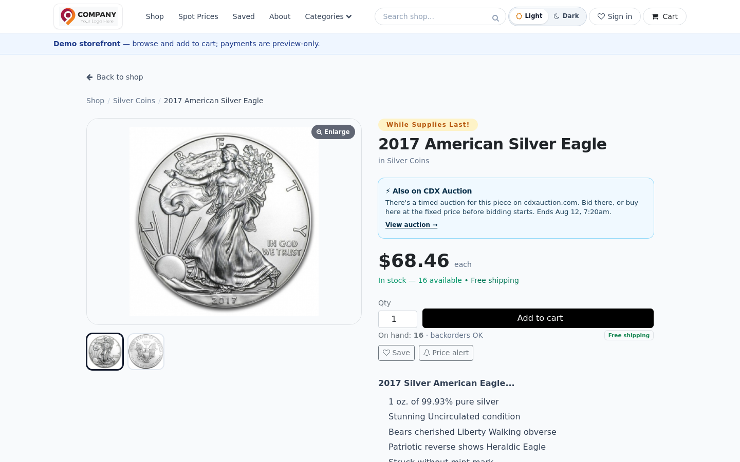 Volume pricing table on a live product page.