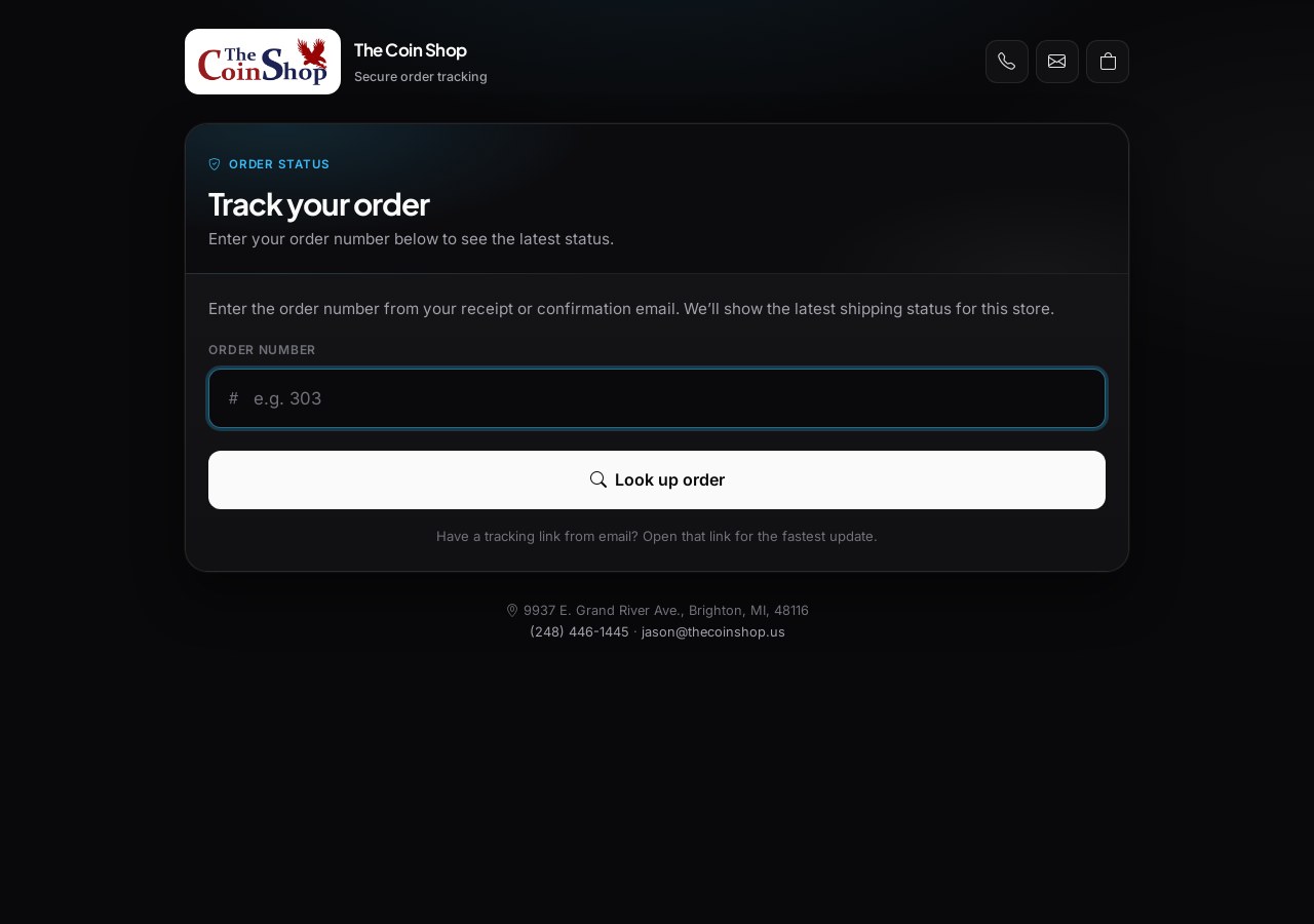 Lookup form on the public tracking page.