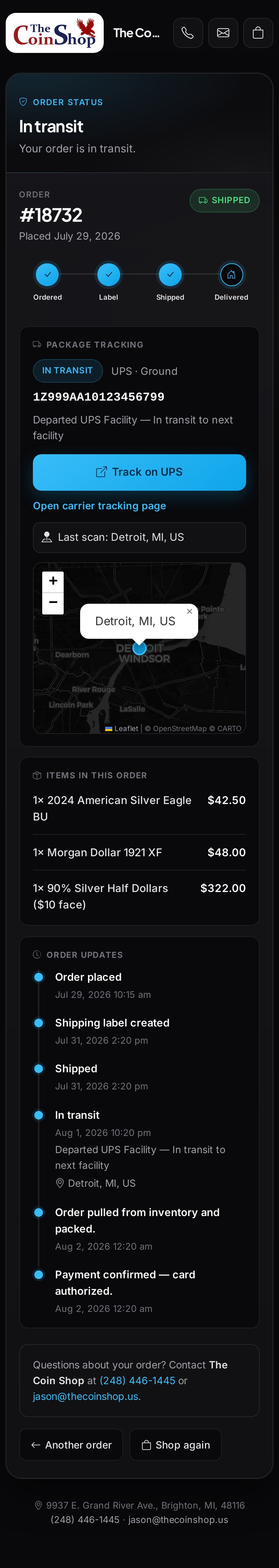 Mobile tracking view.