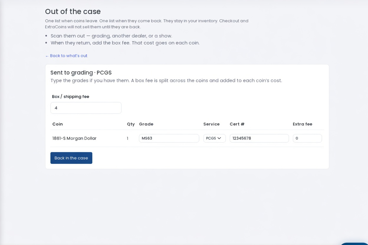 Box fee plus grades when they return.