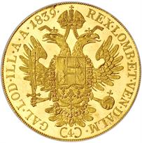Austria Gold 4 Ducat (1807-1915) reverse, 