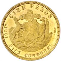 Chile Gold 100 Peso (1926-1980) reverse, 
