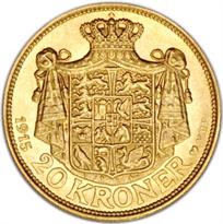 Denmark Gold 20 Kronor (1873-1917) reverse, 