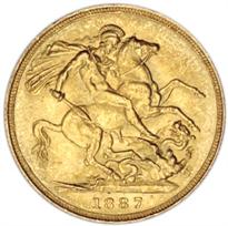 Great Britain Gold Sovereign - Victoria Jubilee (1887-1892) reverse, 
