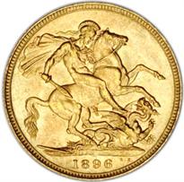 Great Britain Gold Sovereign - Victoria Veiled (1893-1901) reverse, 