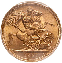 Great Britian Gold Sovereign - Elizabeth II (1957-Date) reverse, 