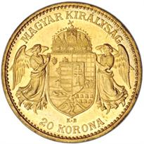 Hungary Gold 20 Korona (1892-1914) reverse, 