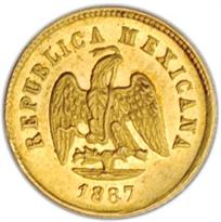 Mexico Gold 2.5 Peso (1870-1892) reverse, 