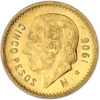 Mexico Gold 5 Peso (1905-1955)