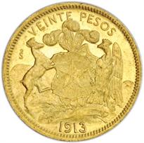 Colombia Gold 5 Pesos (1919-1930) reverse, 