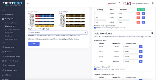 Configuration point of sale