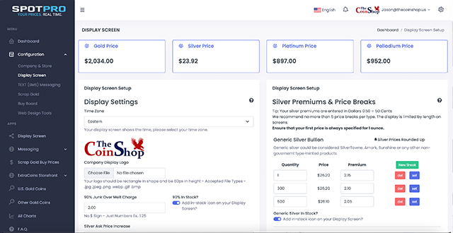 Configuration point of sale