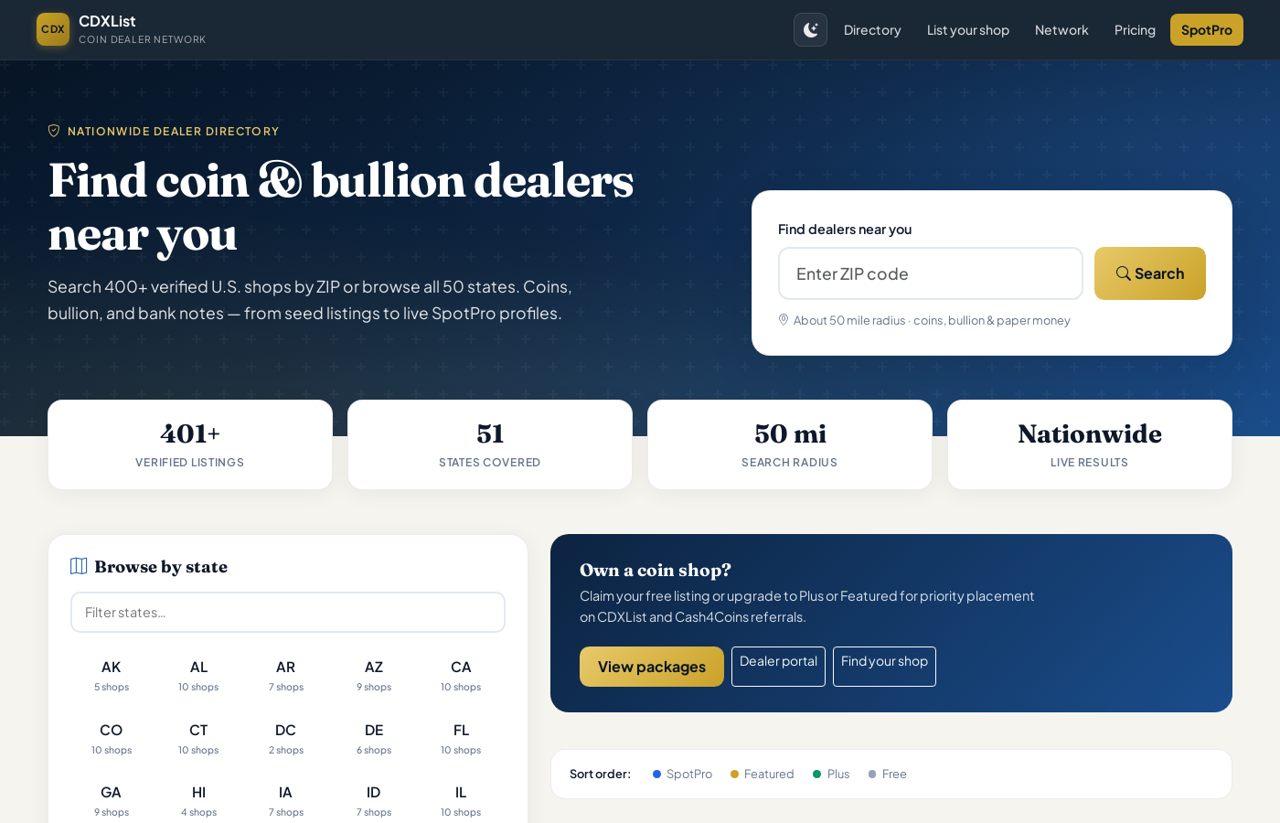 CDXList nationwide dealer directory