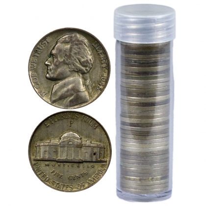 Roll of 40 Jefferson Silver War Nickels 35% Silver Mixed Dates