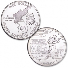 1991-D United States Mint Korean War Memorial Silver Dollar BU