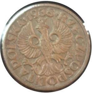 1938 Poland 1 Grosz coin — photo 2
