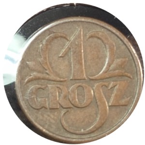1938 Poland 1 Grosz coin