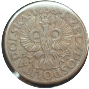 1938 Poland 1 Grosz coin — photo 2