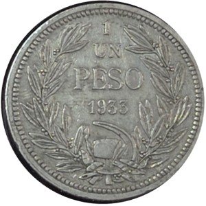 1933 Chile 1 Peso coin