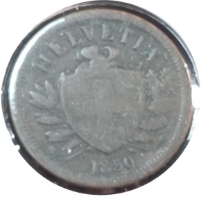 1850 Switzerland 2 Rappen coin