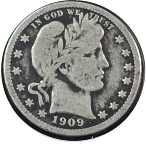 1909 Barber Quarter VG8