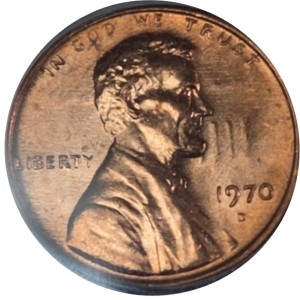 1970-d lincoln penny clashed dies error coin
