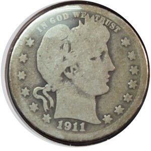 1911-S Barber Quarter AG3 — photo 1