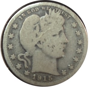 1915-S Barber Quarter AG3 — photo 1