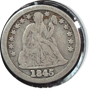 1845 Liberty Seated Dime VG8