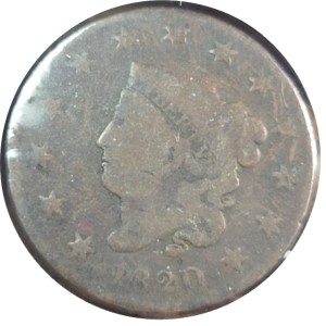 1820 Coronet Head Large Cent Small Date BN AG3