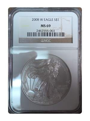 2008-W American Silver Eagle, Burnished MS69 — photo 1