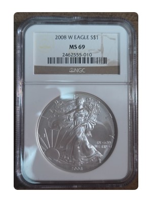 2008-W American Silver Eagle, Burnished MS69 — photo 1