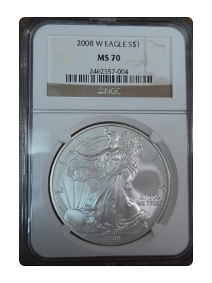 2008-W American Silver Eagle, Burnished MS70 — photo 1