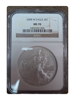 2008-W American Silver Eagle, Burnished MS70 — photo 1