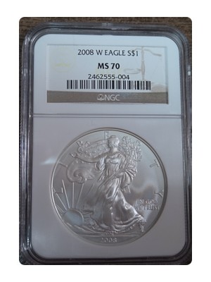 2008-W American Silver Eagle, Burnished MS70 — photo 1