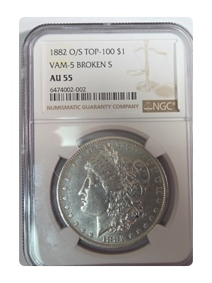 1882 o/s Morgan Dollar Top-100 VAM-5 Broken S
