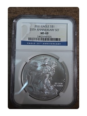 2011 American Silver Eagle, 25th Anniversary MS69 — photo 1