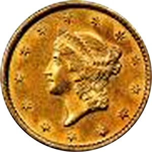 1852 $1.00 Gold 1852 (Type 1) AU50