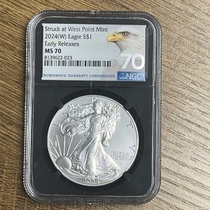 2024 American Silver Eagle -(W) $1 Struck at West Point Mint MS70